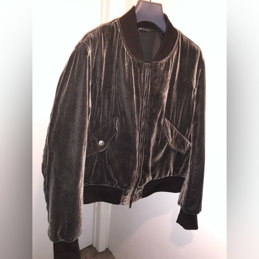 Giorgio Armani Black Velvet Reversible Bomber Jacket Size M/IT 48